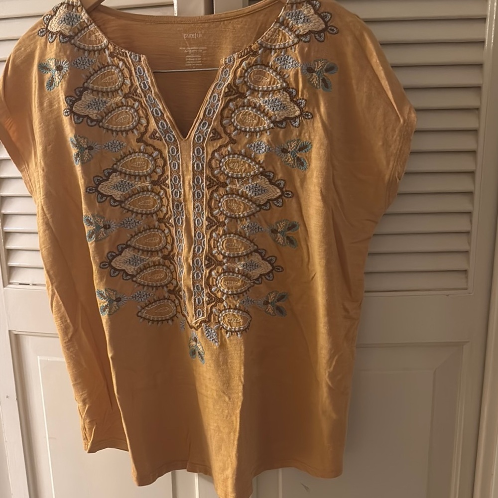 Embroidered Yellow Women's Top